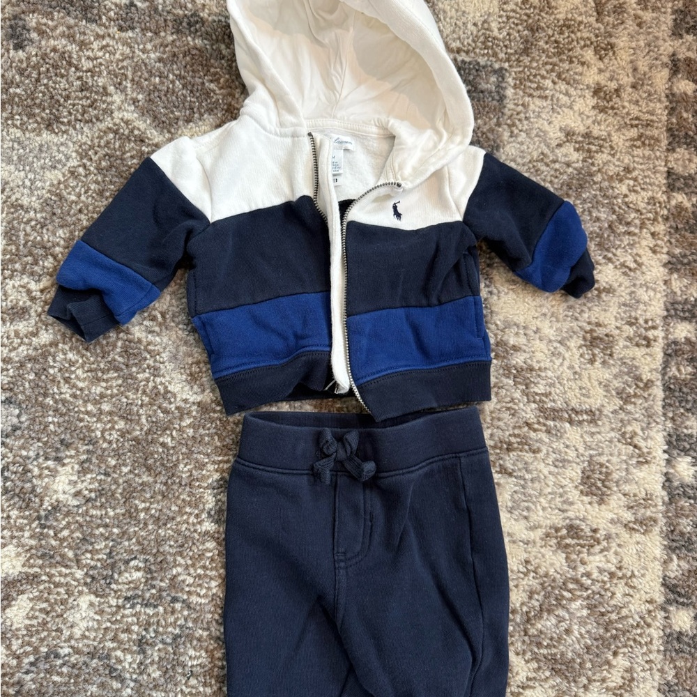 Ralph Lauren Kids Navy and Cream Jogger Set 3 months